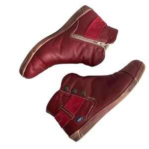 Cloud Aline Red Leather Wool Lined Ankle Boots Womens EU 39 Made Portugal
